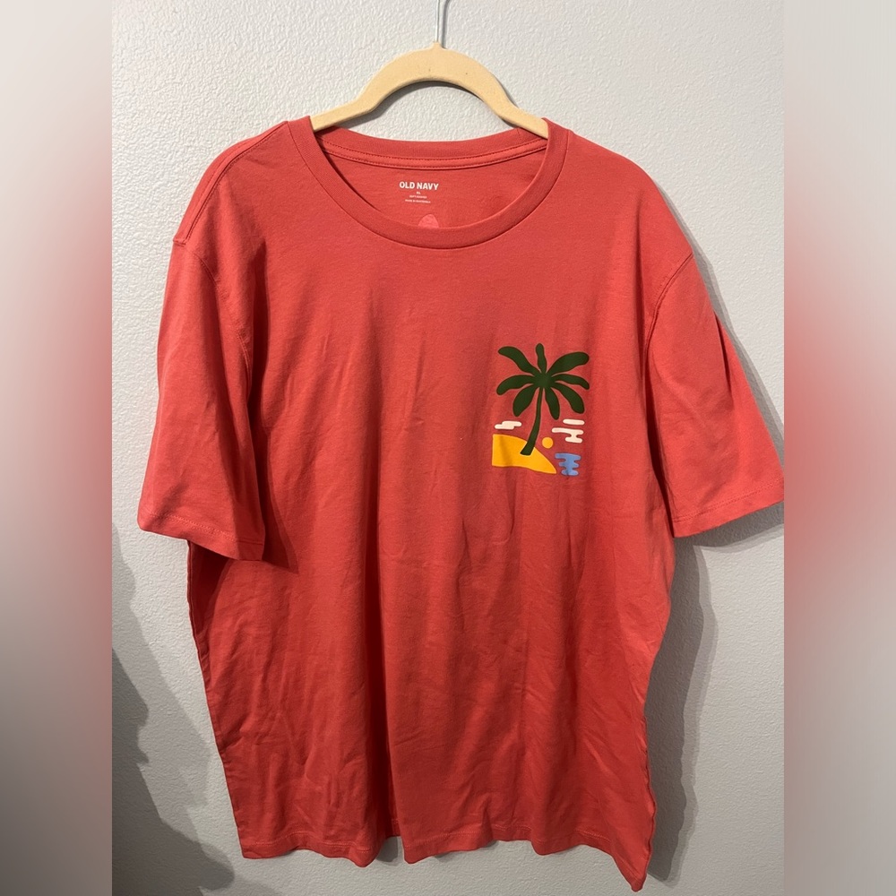 Old Navy Beach Graphic Tee in Coral Color Size XL NWOT - Picture 1 of 6